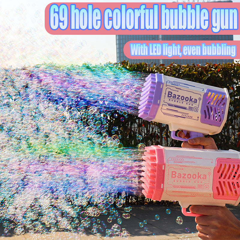 "Rocket Bubble Gun – 69-Hole Automatic Blaster with Lights! Epic Bubble Fun for Kids!"