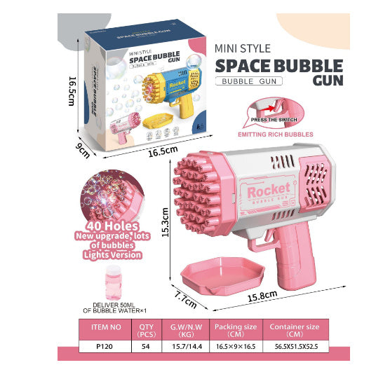 "Rocket Bubble Gun – 69-Hole Automatic Blaster with Lights! Epic Bubble Fun for Kids!"