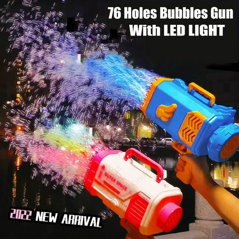 "Rocket Bubble Gun – 69-Hole Automatic Blaster with Lights! Epic Bubble Fun for Kids!"