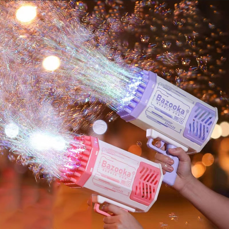 "Rocket Bubble Gun – 69-Hole Automatic Blaster with Lights! Epic Bubble Fun for Kids!"