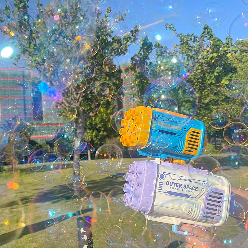 "Rocket Bubble Gun – 69-Hole Automatic Blaster with Lights! Epic Bubble Fun for Kids!"