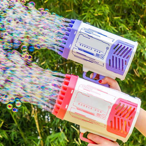 "Rocket Bubble Gun – 69-Hole Automatic Blaster with Lights! Epic Bubble Fun for Kids!"